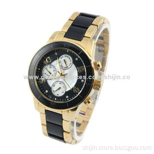 Fashionable Watch with Alloy Case, Cool Black and Golden, Three Eyes, OEM, Made in China